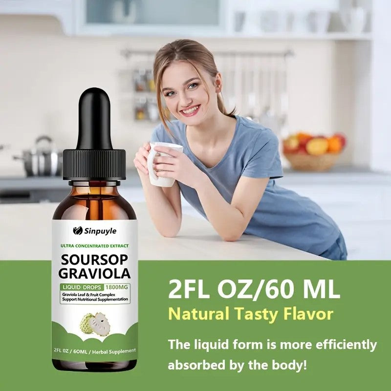 Soursop Graviola 1800mg Liquid Drops – Ultra Concentrated Immune Support, 60ml