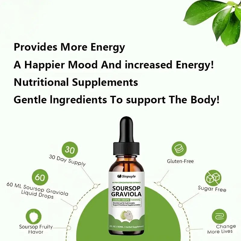 Soursop Graviola 1800mg Liquid Drops – Ultra Concentrated Immune Support, 60ml