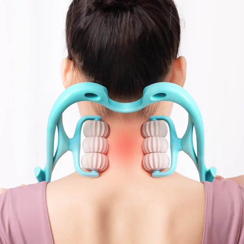 Multifunctional Manual Six-wheel Neck Massager Massage Relieve Roller Massage Tool Smart Desion