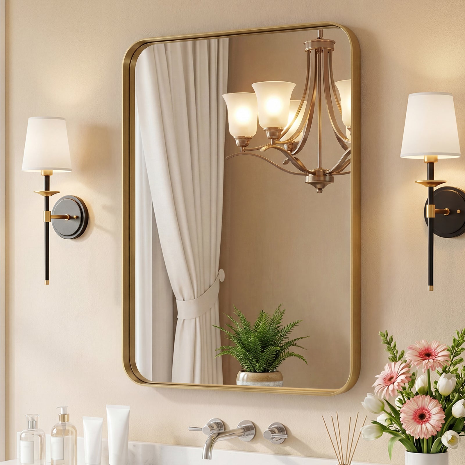 Rectangular Wall Mirror – Metal Frame, HD Fog-Free, Waterproof, 4 Sizes, 3 Colors