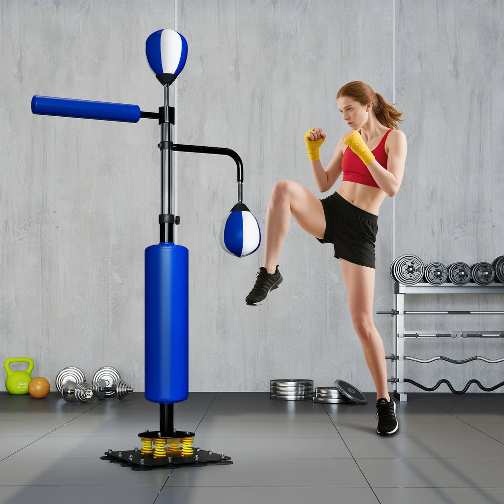 4.6'-6.7' Speed Bag Boxing Bag Stand, Reflex Bag Boxing Training Equipment, Speed Punching Bag, Blue Smart Desion