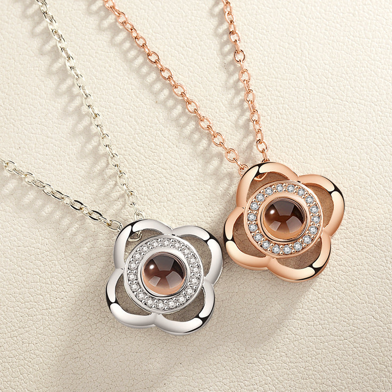 "I Love You" 100 Languages Projection Necklace – Gold Plated Copper, Memory Gift