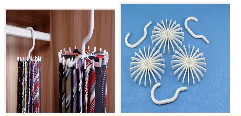 Plastic Portable Tie Rack For Closets Rotating Ties Hook Holder Belt Scarves Hanger For Men Women Clothing Organizer Smart Desion