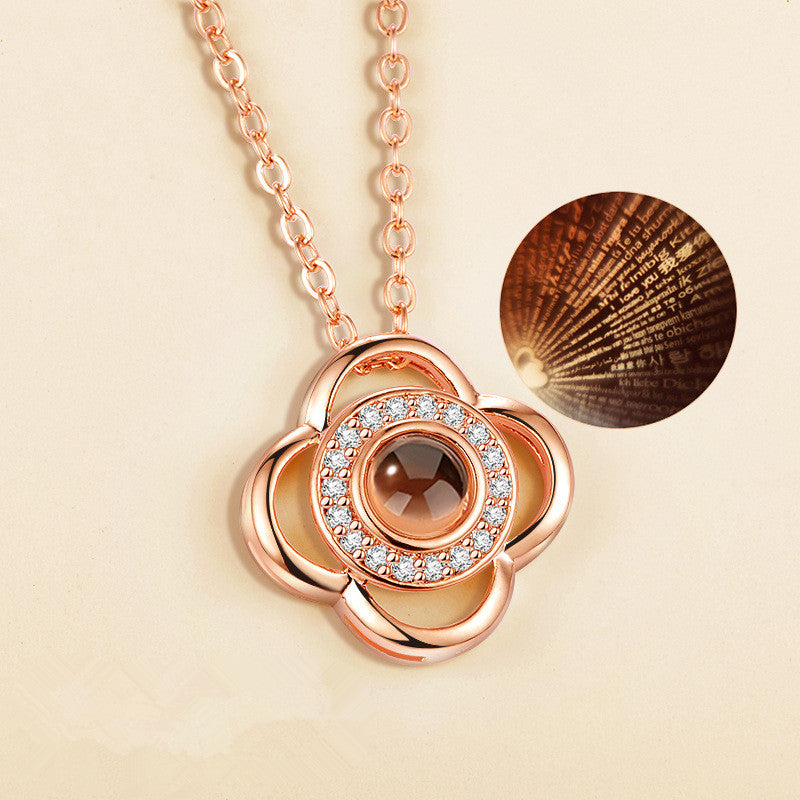 "I Love You" 100 Languages Projection Necklace – Gold Plated Copper, Memory Gift