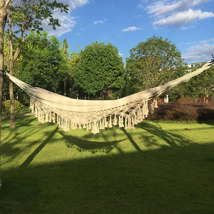 Hammock Outdoor Nordic Bohemian Tassel Double Hammock Outdoor Indoor Smart Desion