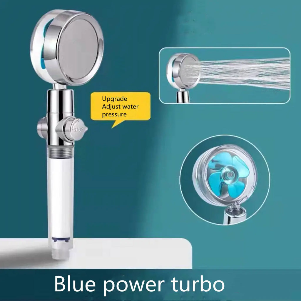 Shower Head Water Saving Flow 360 Degrees Rotating With Small Fan ABS Rain High Pressure Spray Nozzle Bathroom Accessories Smart Desion