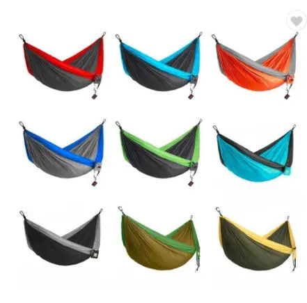 Outdoor Color Matching Nylon Parachute Cloth Single 270x140 Camping Hammock Outdoor Swing Smart Desion
