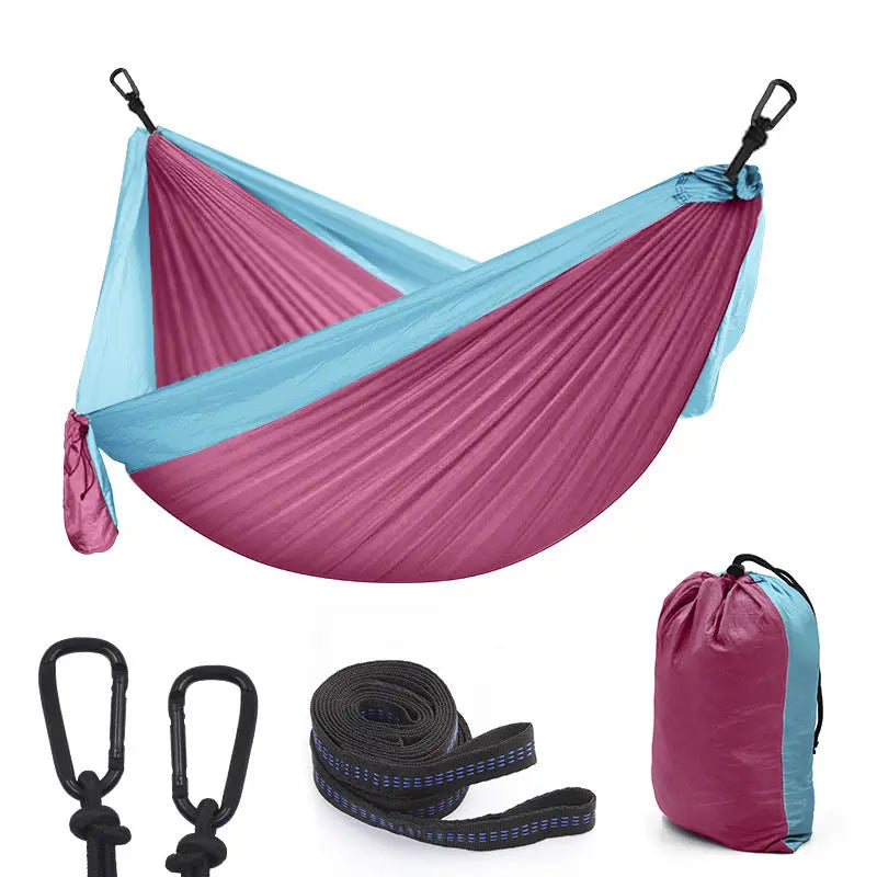 Outdoor Color Matching Nylon Parachute Cloth Single 270x140 Camping Hammock Outdoor Swing Smart Desion