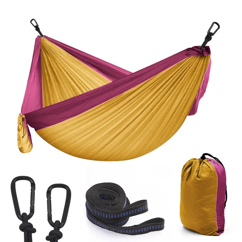 Outdoor Color Matching Nylon Parachute Cloth Single 270x140 Camping Hammock Outdoor Swing Smart Desion