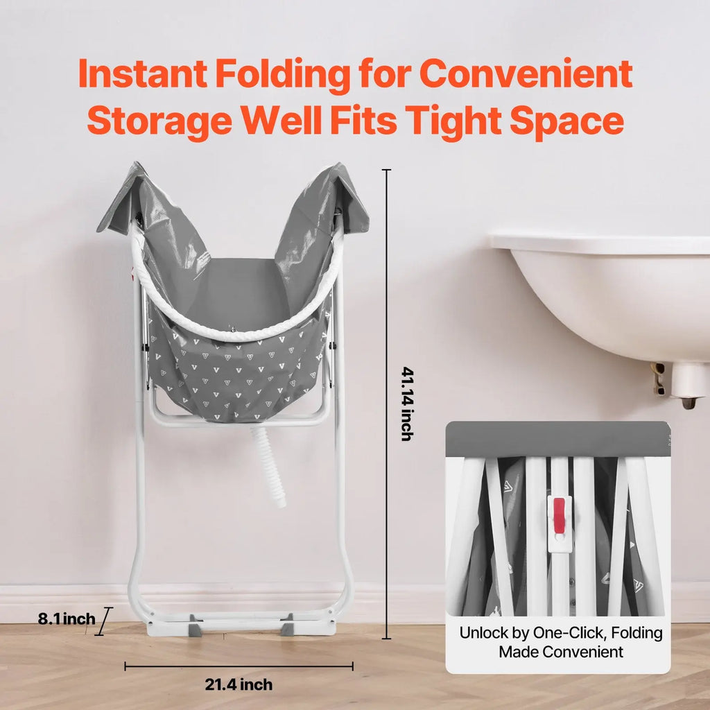 Foldable Dog Bathtub Elevated Grey Shower Station For Small & Medium Dogs & Cats Smart Desion