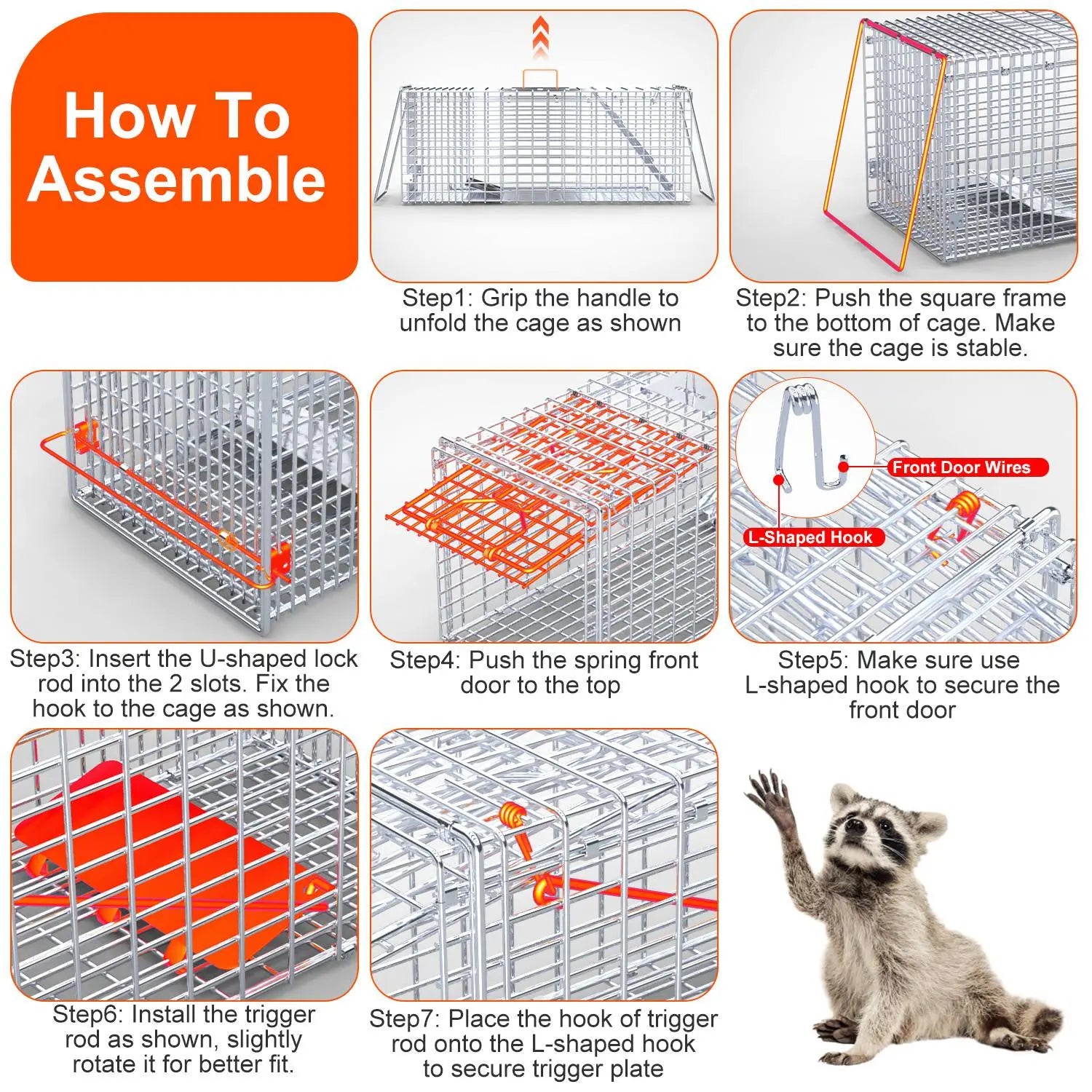 1Pc Live Animal Trap Cage 37x14x15in Folding Catch And Release Humane Cat Trap Galvanized Iron For Raccoons Foxes Coyotes Stray Dogs Armadillos Squirrels Smart Desion