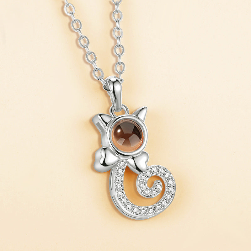 "I Love You" 100 Languages Projection Necklace – Gold Plated Copper, Memory Gift