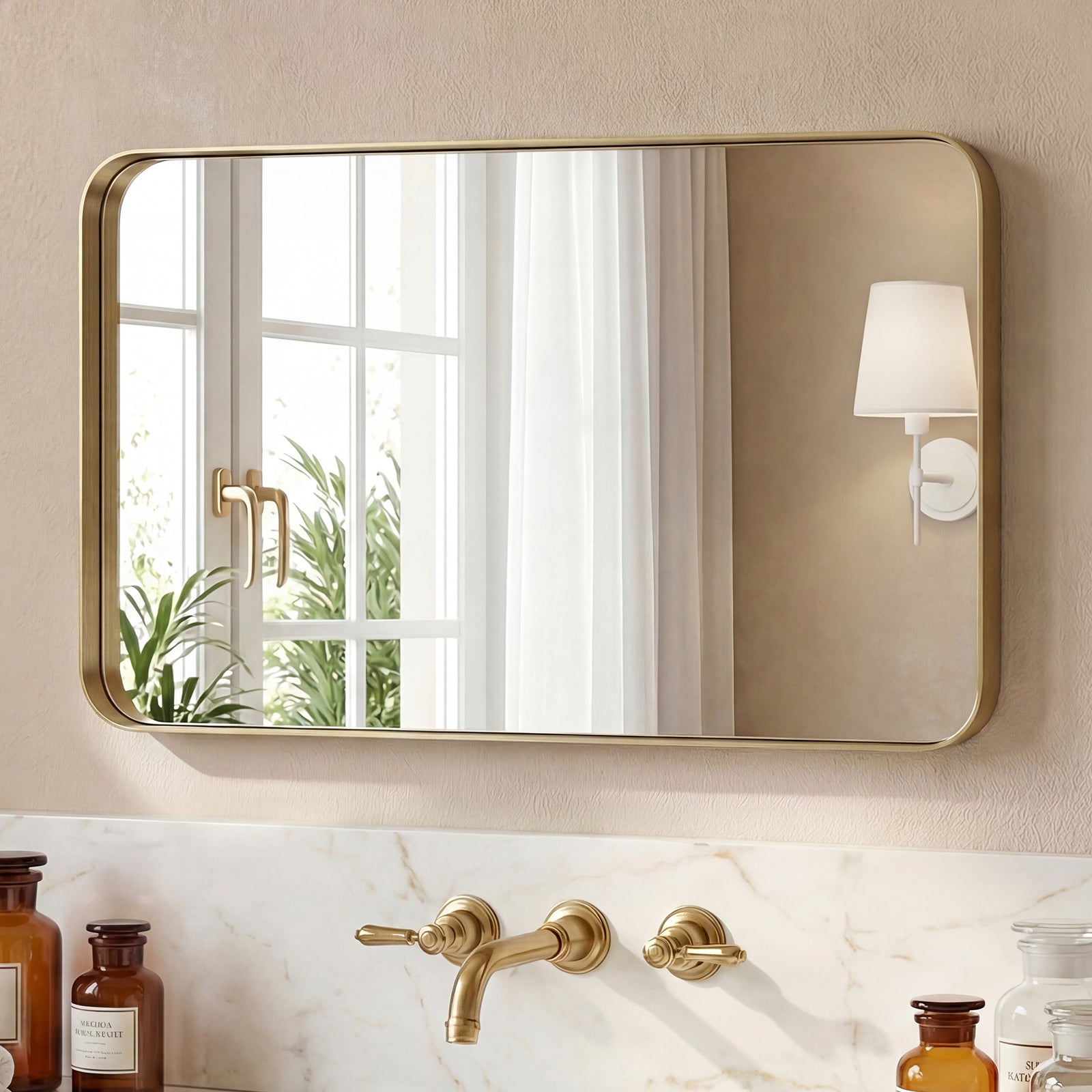 Rectangular Wall Mirror – Metal Frame, HD Fog-Free, Waterproof, 4 Sizes, 3 Colors