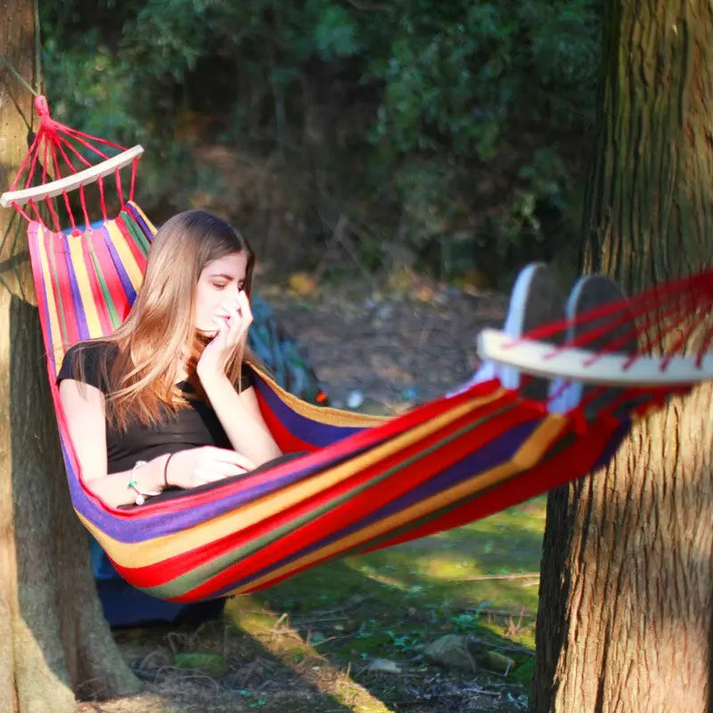 200x80cm Backpacking Hammock Portable Canvas Parachute Outdoor Single Hammock Smart Desion