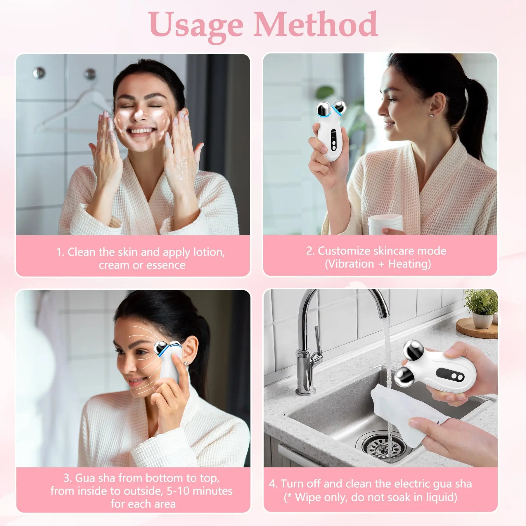 Anti Aging And Wrinkles Microcurrent Facial Device, Boost Skin Care Products Absorption - White Smart Desion