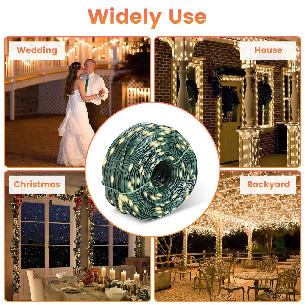 330FT String Lights Outdoor Christmas Decoration Lights With Remote IP44 Waterproof 8 Lighting Modes 8 Brightness Timer Plug In Fairy Light Xmas House Holiday Decor Smart Desion