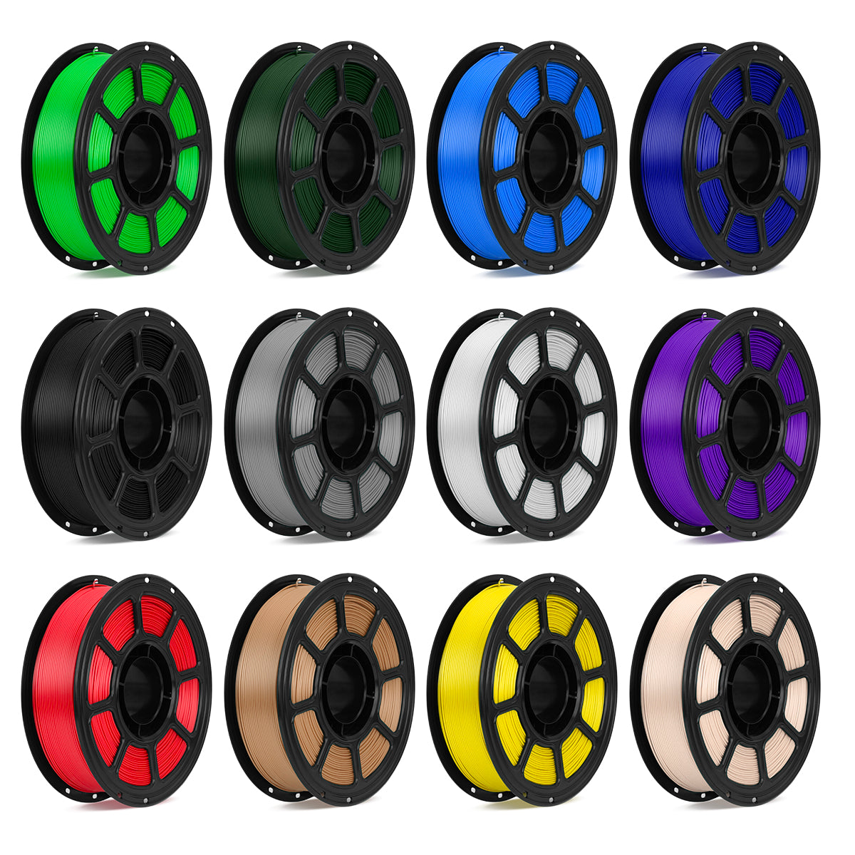 PLA 3D Printer Filament 12-Color Pack – 1.75mm, 15.6kg, FDM Compatible