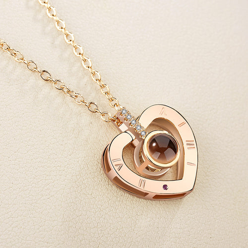 "I Love You" 100 Languages Projection Necklace – Gold Plated Copper, Memory Gift