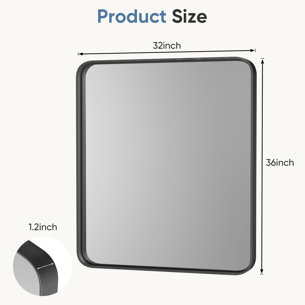 Rectangular Wall Mirror – Metal Frame, HD Fog-Free, Waterproof, 4 Sizes, 3 Colors