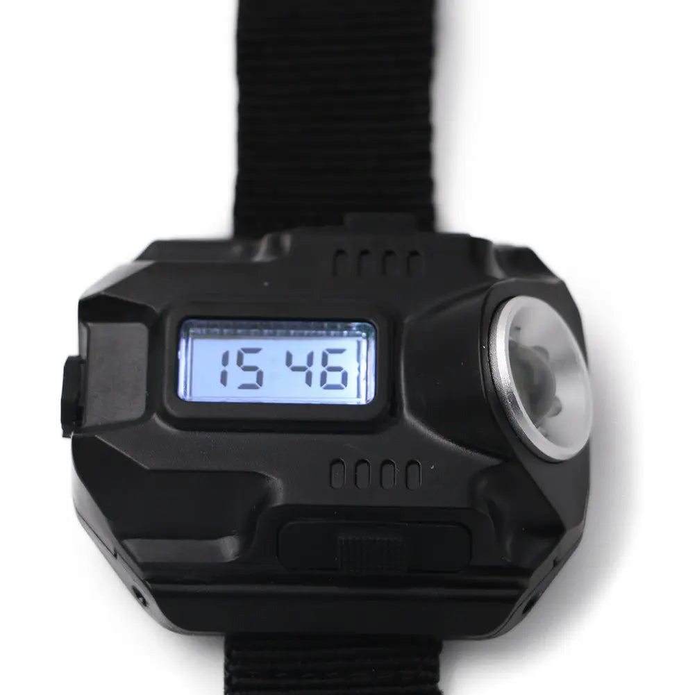 LED watch flashlight flashlight portable light USB charging 4 mode light tactical flashlight time display with compass Smart Desion