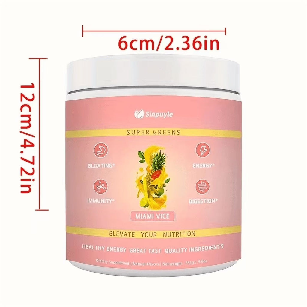 Super Greens Powder – Miami Vice Flavor, 255g, Energy, Digestion & Immunity Support