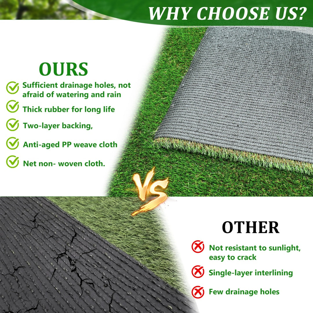 Artificial Grass Runner Rug 3x10 FT – Thick Realistic Turf, UV Resistant, Drainage