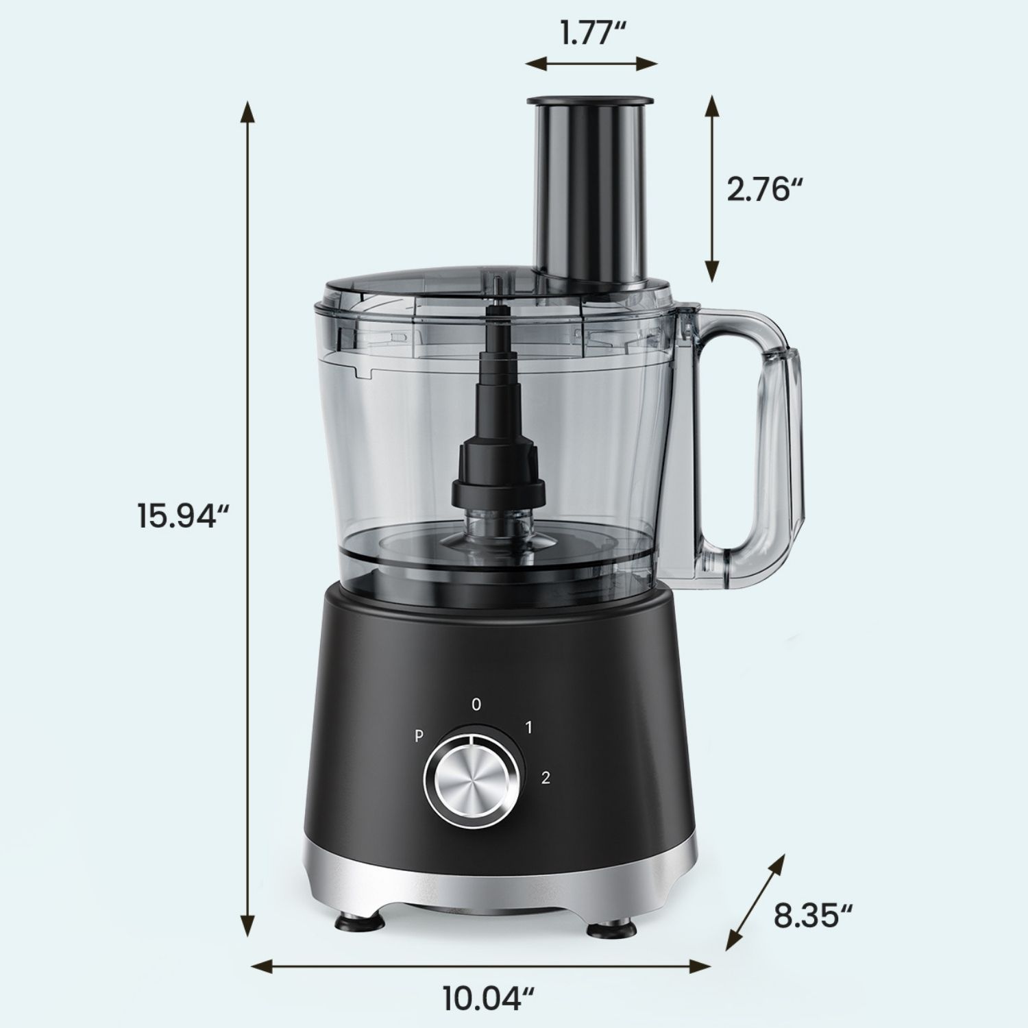Food Processor 10.5 Cup – 5 Blades, 3 Modes, Dishwasher Safe, Stainless Steel