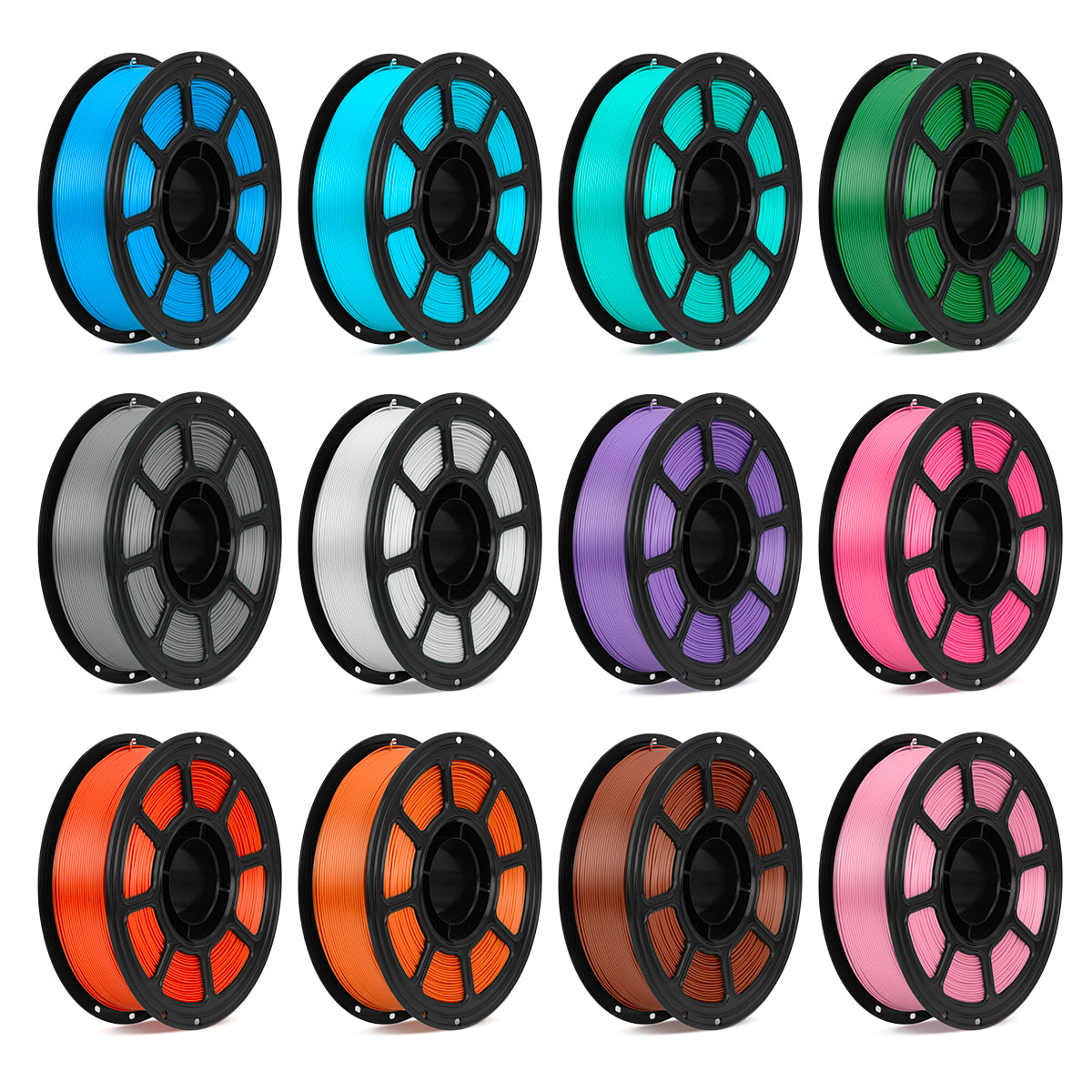 PLA 3D Printer Filament 12-Color Pack – 1.75mm, 15.6kg, FDM Compatible