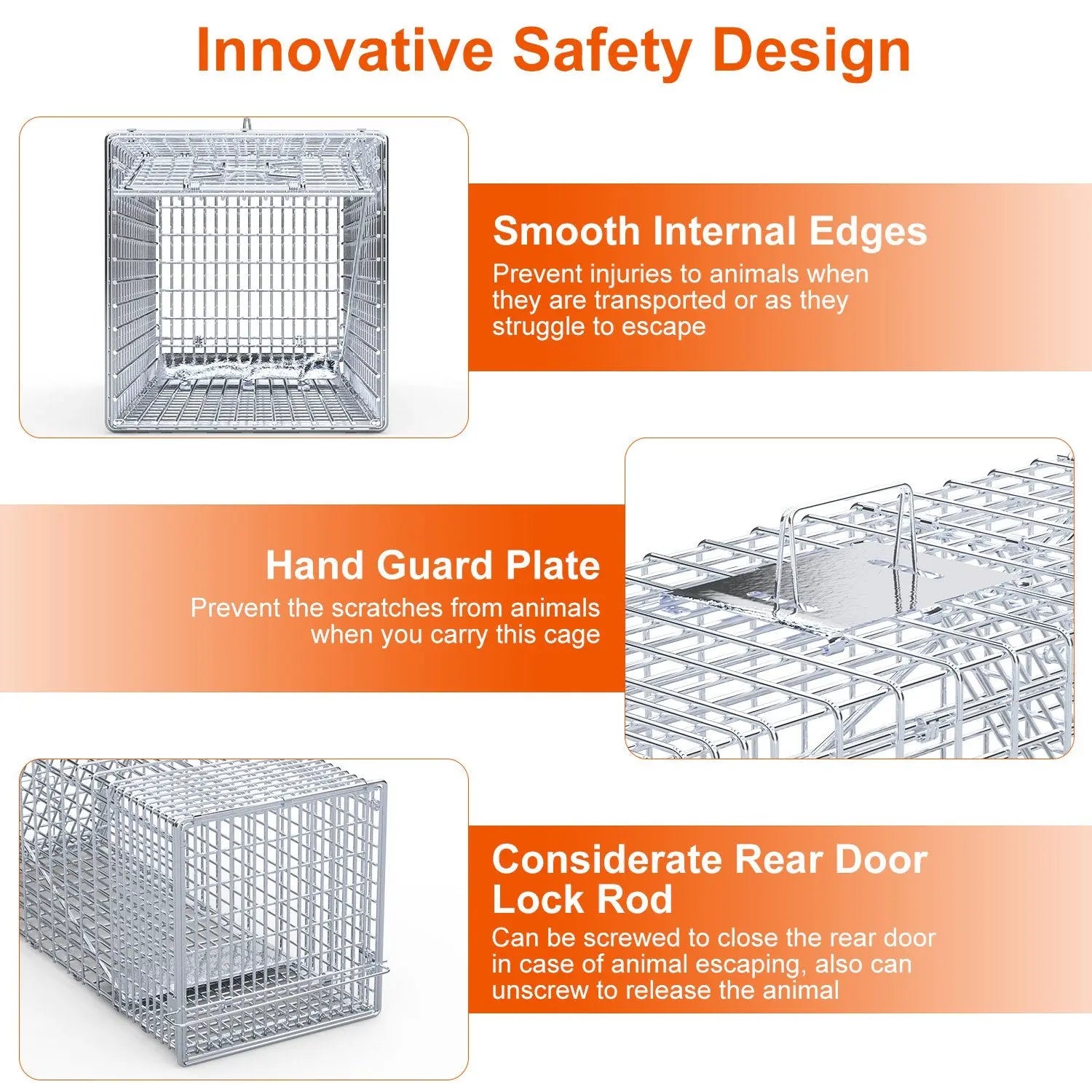 1Pc Live Animal Trap Cage 37x14x15in Folding Catch And Release Humane Cat Trap Galvanized Iron For Raccoons Foxes Coyotes Stray Dogs Armadillos Squirrels Smart Desion