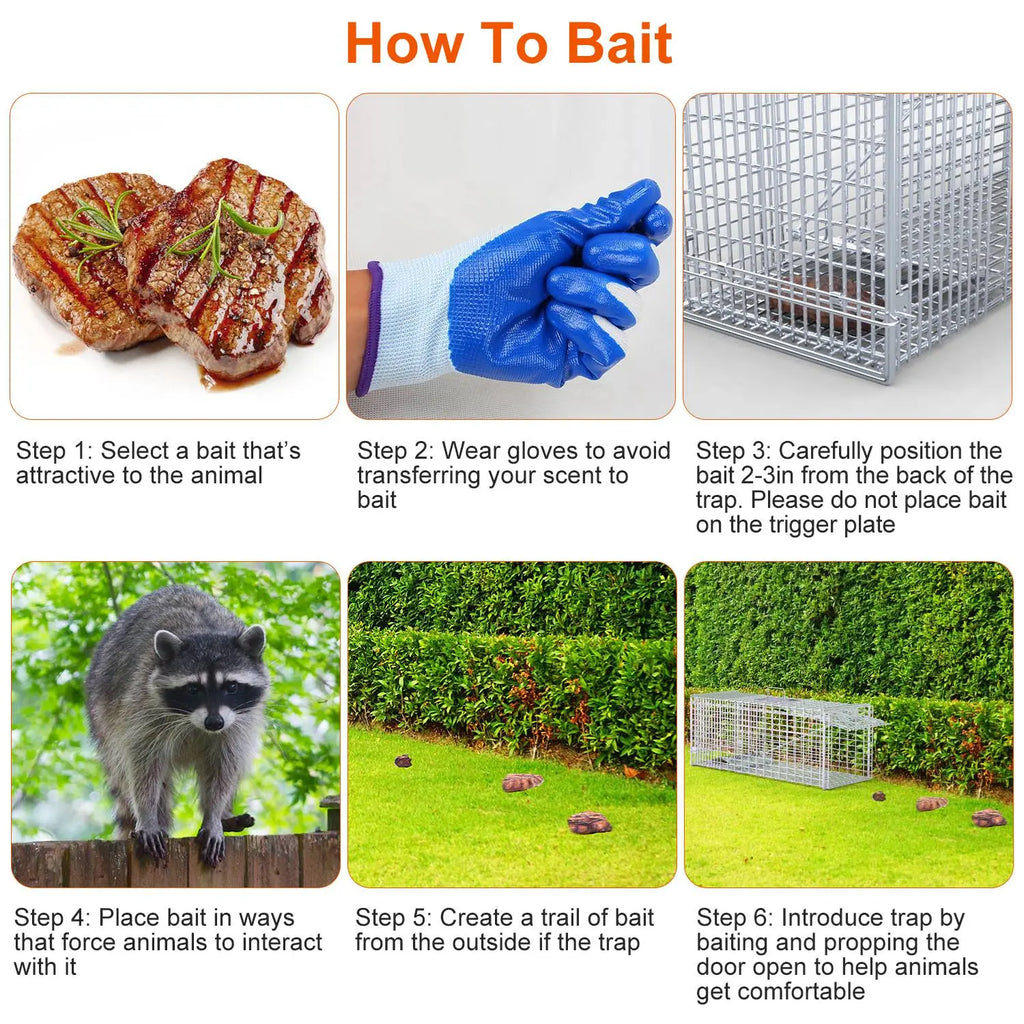 1Pc Live Animal Trap Cage 37x14x15in Folding Catch And Release Humane Cat Trap Galvanized Iron For Raccoons Foxes Coyotes Stray Dogs Armadillos Squirrels Smart Desion