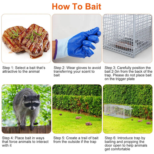 1Pc Live Animal Trap Cage 37x14x15in Folding Catch And Release Humane Cat Trap Galvanized Iron For Raccoons Foxes Coyotes Stray Dogs Armadillos Squirrels Smart Desion