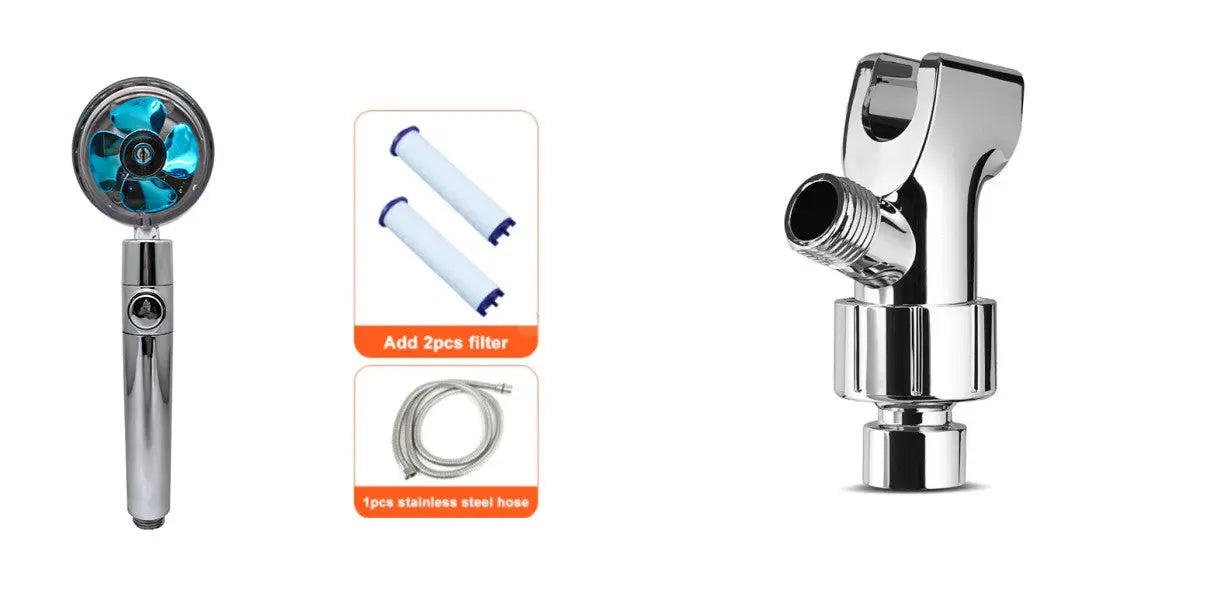 Shower Head Water Saving Flow 360 Degrees Rotating With Small Fan ABS Rain High Pressure Spray Nozzle Bathroom Accessories Smart Desion