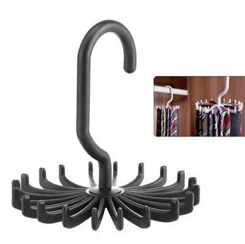 Plastic Portable Tie Rack For Closets Rotating Ties Hook Holder Belt Scarves Hanger For Men Women Clothing Organizer Smart Desion