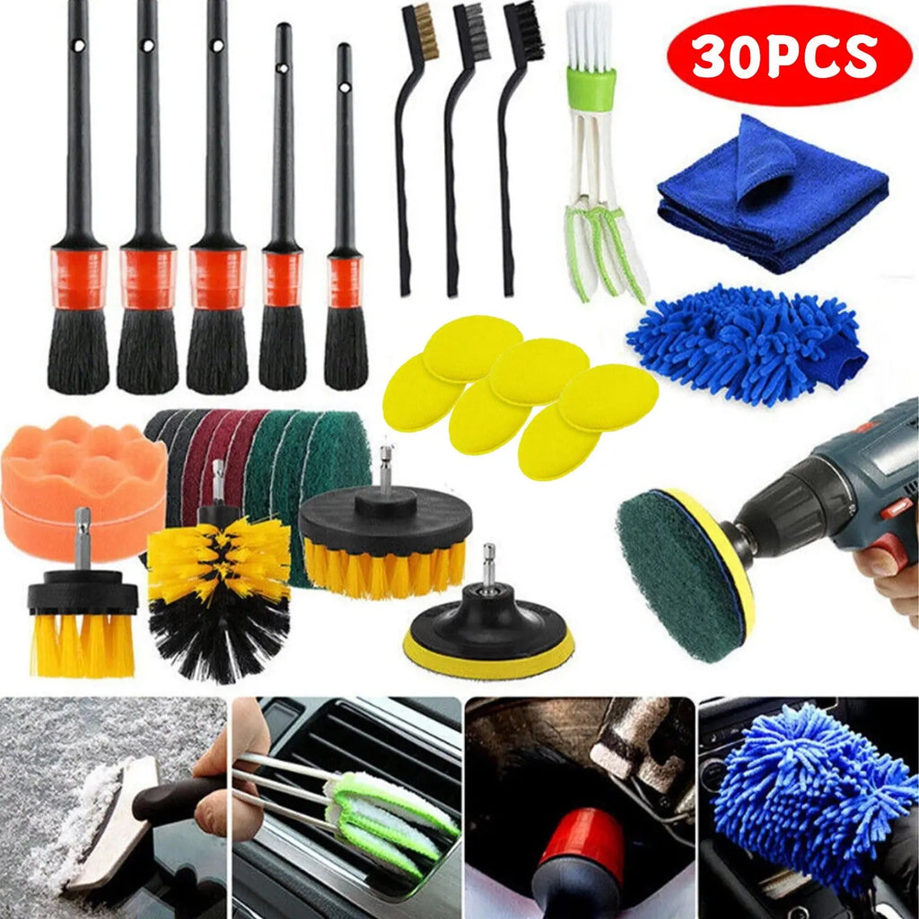 30PCS Car Detailing Wash Brush Set For Interior Exterior Wheels Car Cleaning Kit Smart Desion