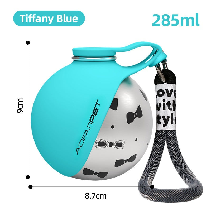 Portable Dog Water Bottle – Stainless Steel, Built-In Bowl, Waste Bag Dispenser, Leak-Proof