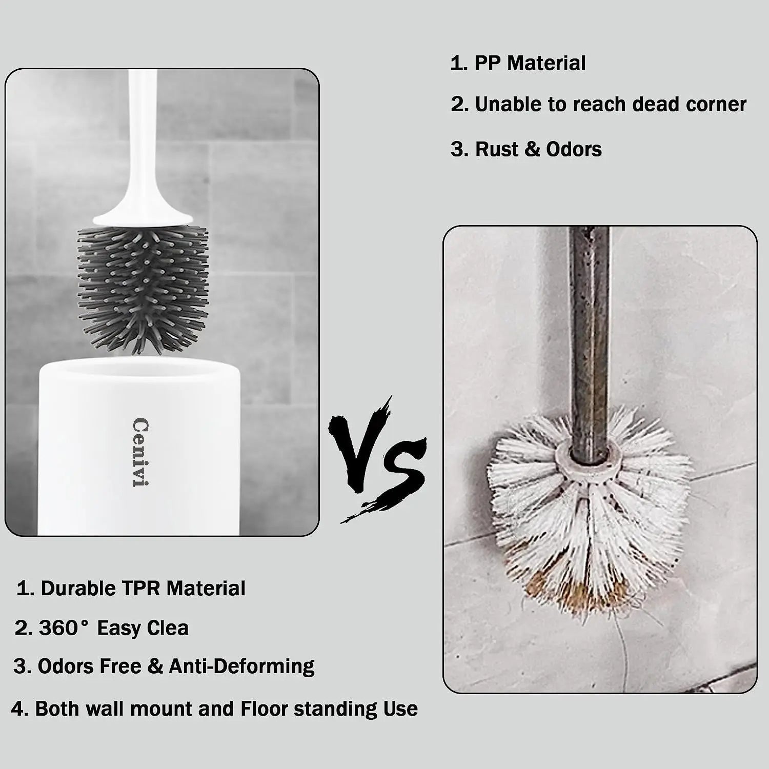 Non-stick Hair Soft Plastic Brush Head Toilet Smart Desion