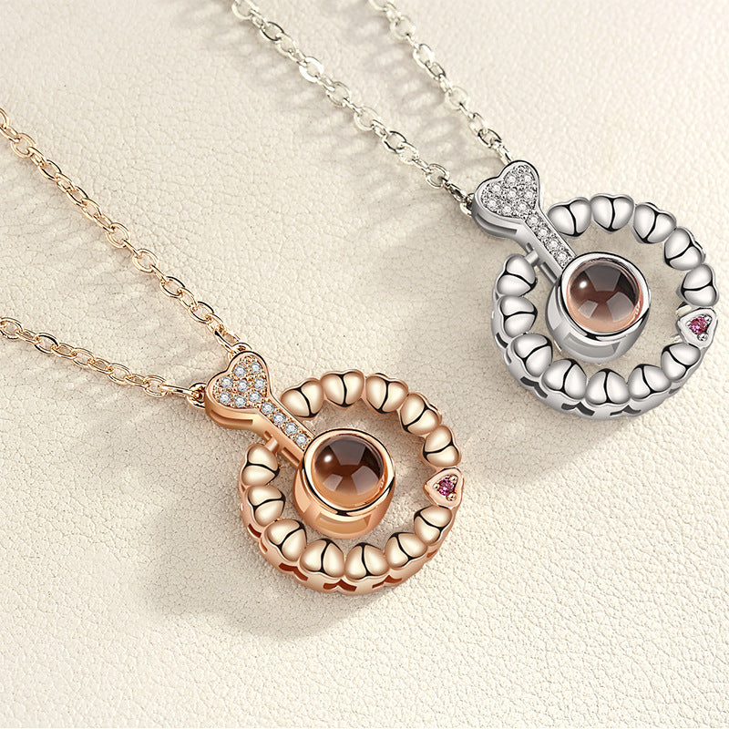 "I Love You" 100 Languages Projection Necklace – Gold Plated Copper, Memory Gift