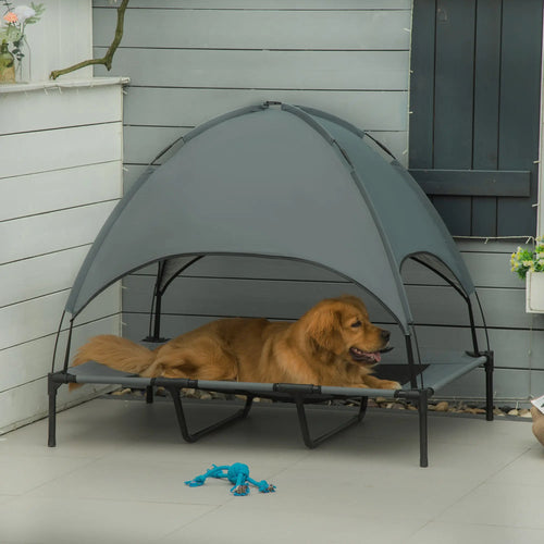 48" X 36" Elevated Portable Dog Cot Cooling Pet Bed With UV Protection Canopy Shade Smart Desion