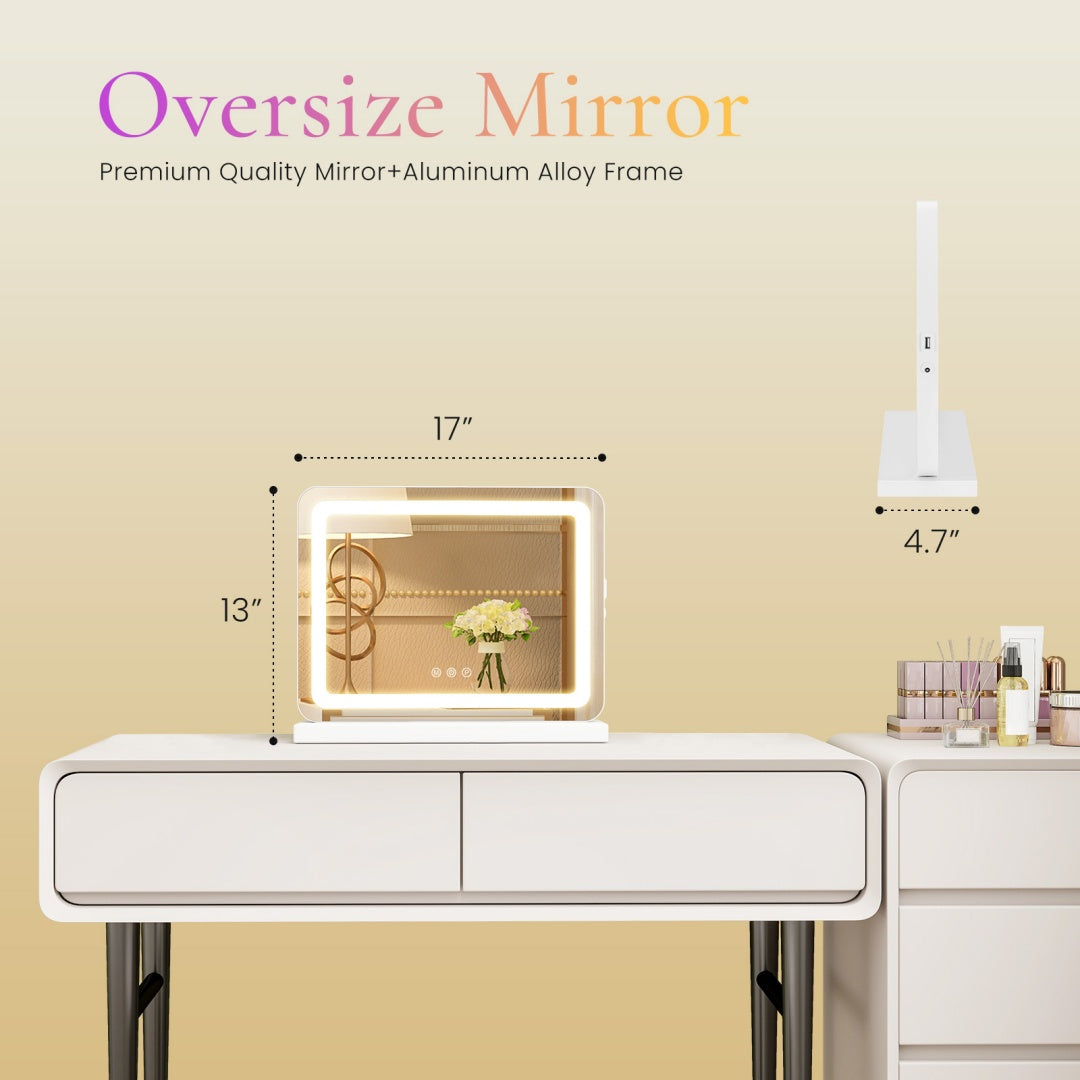 LED Vanity Mirror With Lights – Dimmable, 3 Color Modes, Touch Control, USB Port