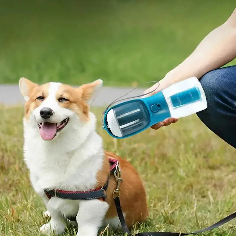 3-in-1 Portable Dog Water Cup with Food & Bag Dispenser Smart Desion