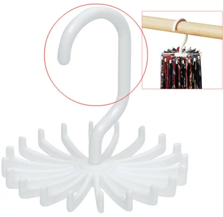 Plastic Portable Tie Rack For Closets Rotating Ties Hook Holder Belt Scarves Hanger For Men Women Clothing Organizer Smart Desion