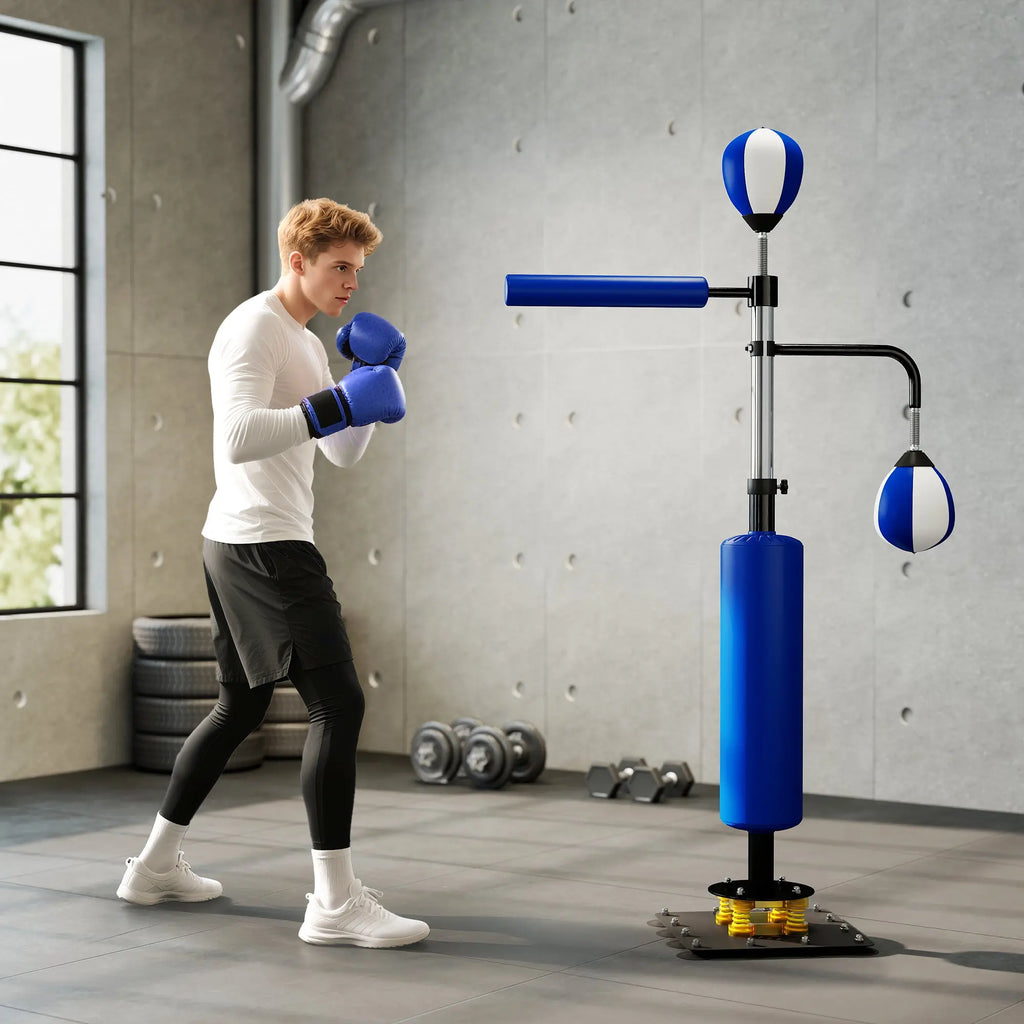 4.6'-6.7' Speed Bag Boxing Bag Stand, Reflex Bag Boxing Training Equipment, Speed Punching Bag, Blue Smart Desion
