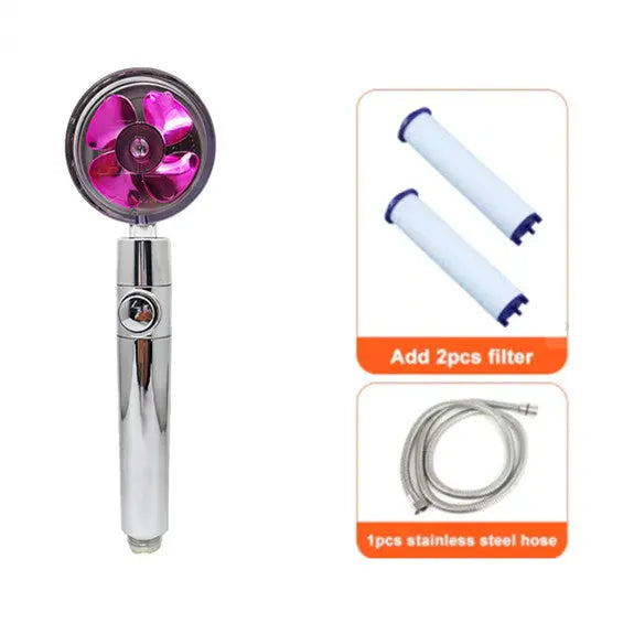 Shower Head Water Saving Flow 360 Degrees Rotating With Small Fan ABS Rain High Pressure Spray Nozzle Bathroom Accessories Smart Desion