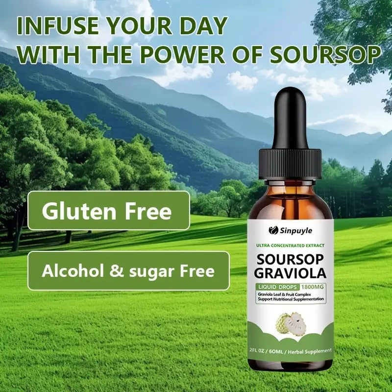 Soursop Graviola 1800mg Liquid Drops – Ultra Concentrated Immune Support, 60ml