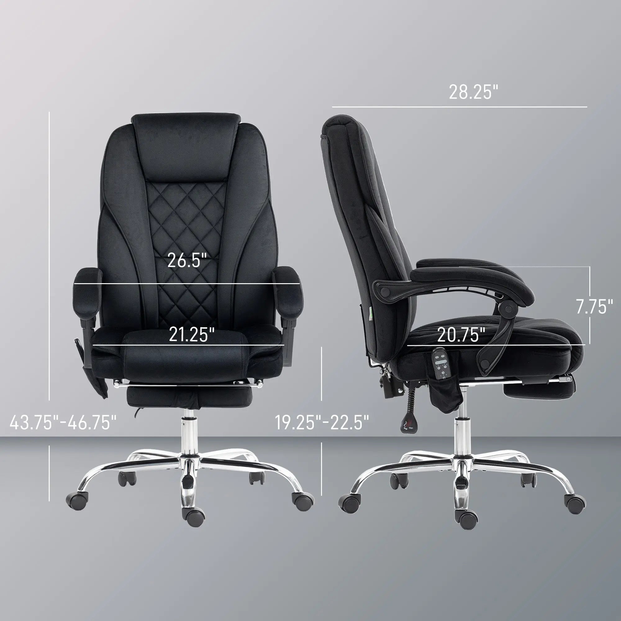 Massage Office Chair, Heated Reclining Computer Chair With Adjustable Height And Footrest, Black Smart Desion