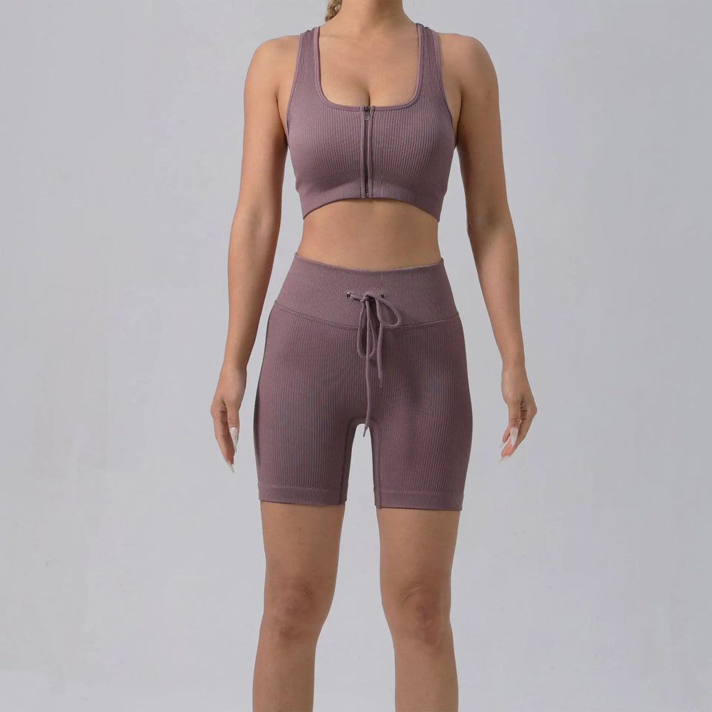 Running Training Padded Bra Quick-Drying Ribbed Womens Yoga Outfit Set Smart Desion