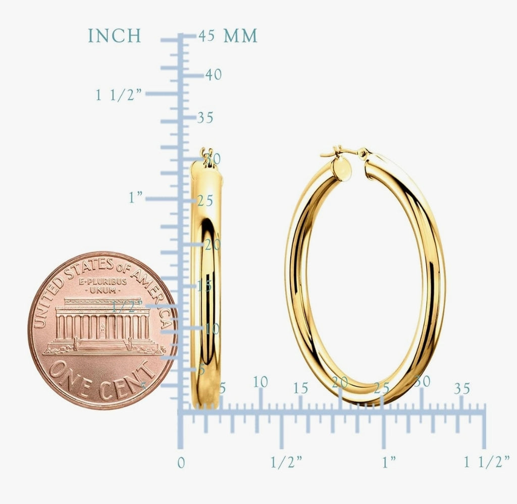 14K Gold Filled Hoop Earrings – Hypoallergenic, Polished Creole Style, All Sizes