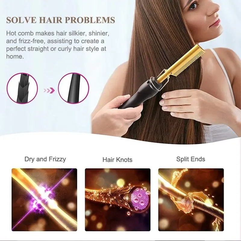 Press Comb Hot Comb Professional Hair Hot Comb Straightener Electric Hot Comb Smart Desion