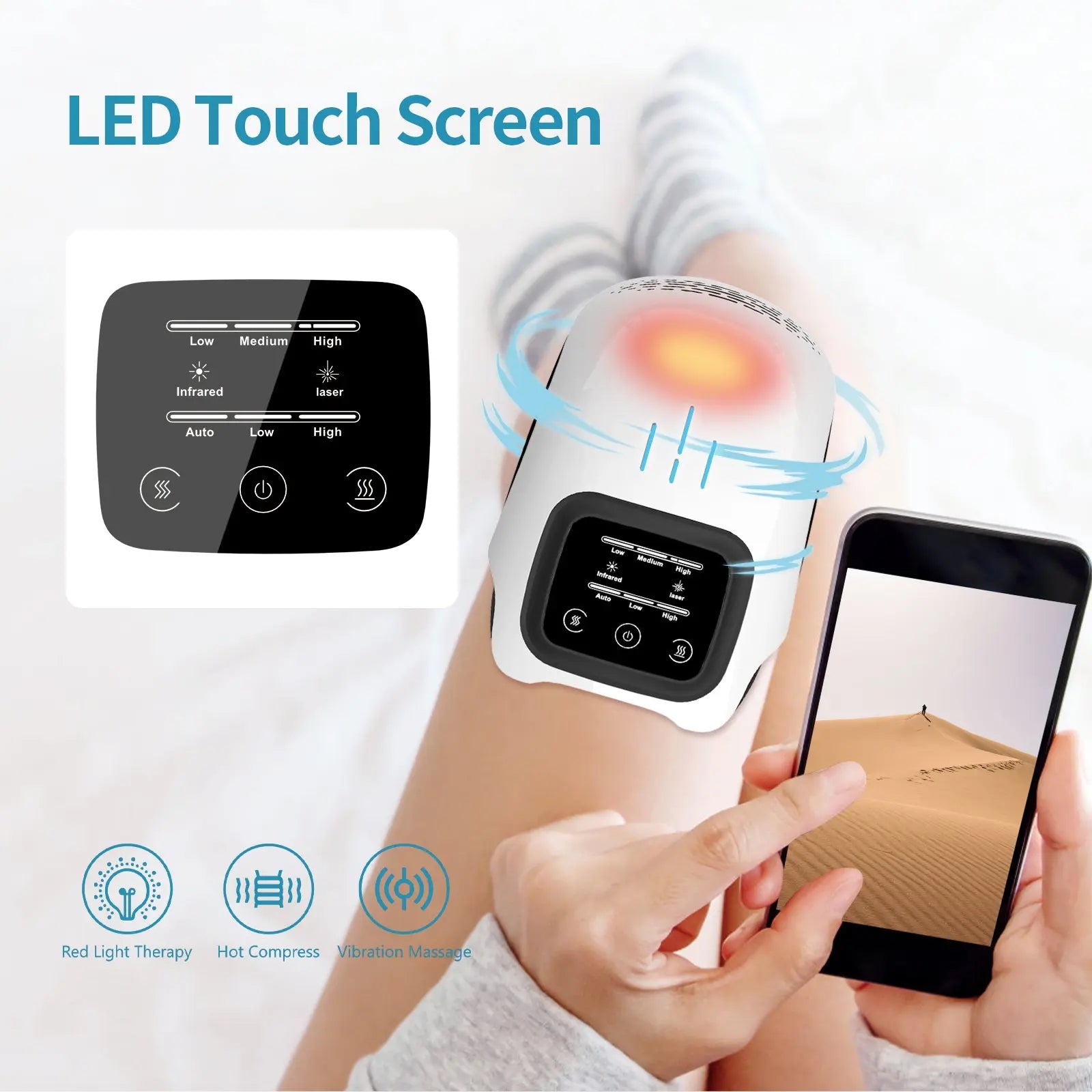 Intelligent Home Use Electric Intelligent Kneading Heating Knee Massager Rechargeable Pain Relief Infrared Laser Vibration Knee Massager Smart Desion
