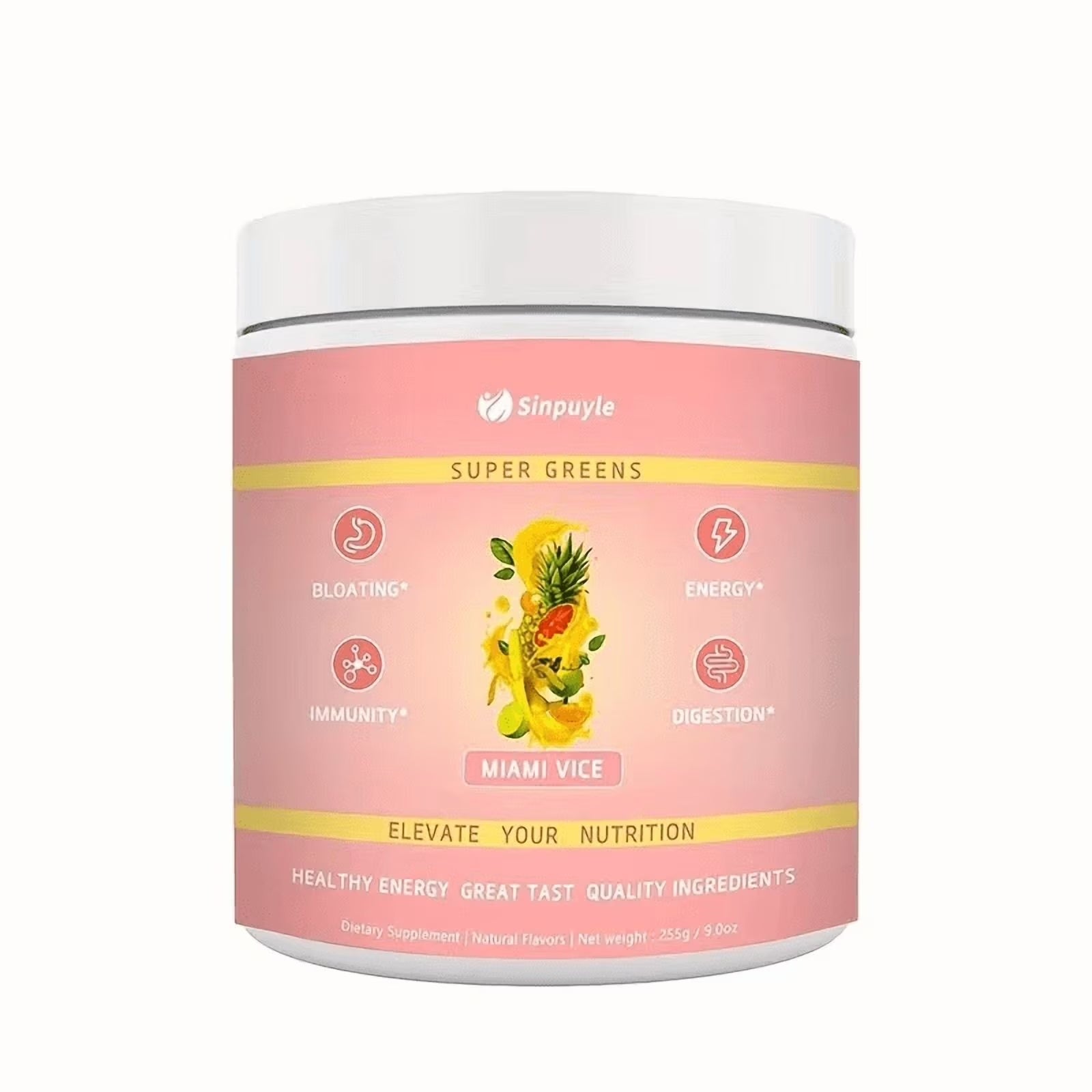 Super Greens Powder – Miami Vice Flavor, 255g, Energy, Digestion & Immunity Support